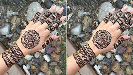 Simple Bharwa Mehndi Design