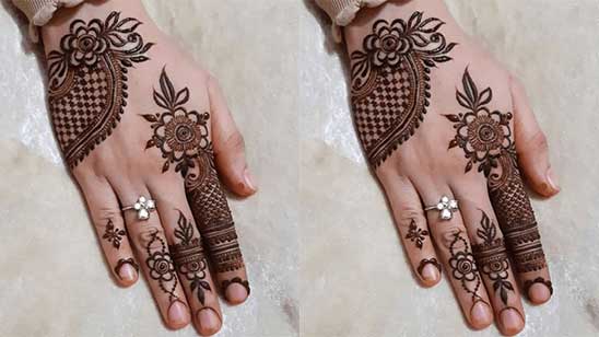 Very Simple Bharwa Mehndi Design Back Hand
